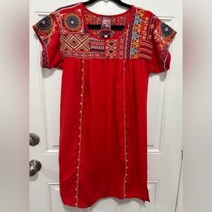 Johnny Was Red Embroidered Dress